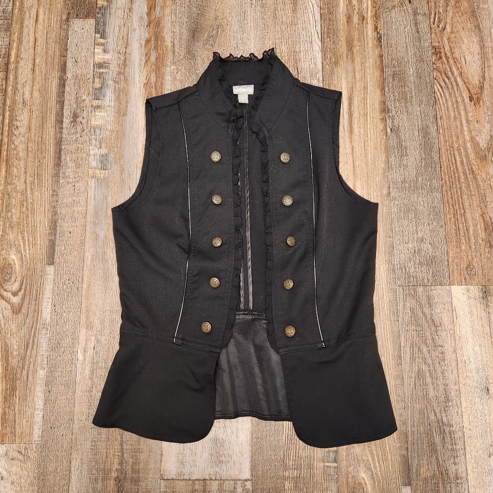 Vanity Black Military-Style Sleeveless Jacket